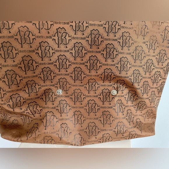 Roberto Cavalli Brown Large Nylon Luxury Designer Shopper Tote - Picture 6 of 14